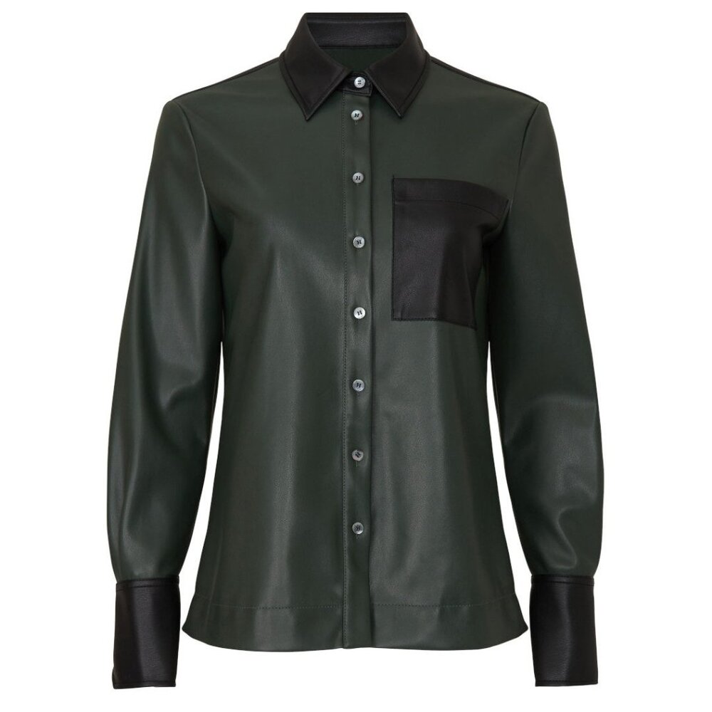 STAUD Lynn Faux Leather Top, S